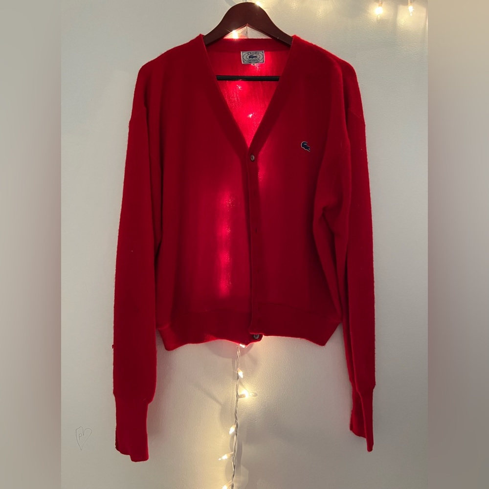 Lacoste button up red vintage sweater
